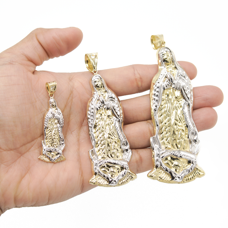 10K Gold Virgin Mary Pendant | Customizable Size