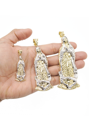 10K Gold Virgin Mary Pendant | Customizable Size