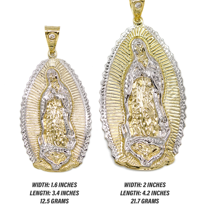 10K Gold Virgin Mary Pendant | Customizable Size