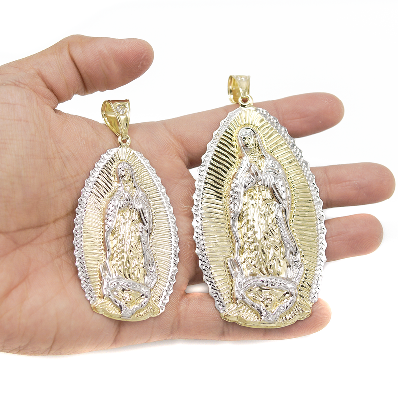 10K Gold Virgin Mary Pendant | Customizable Size