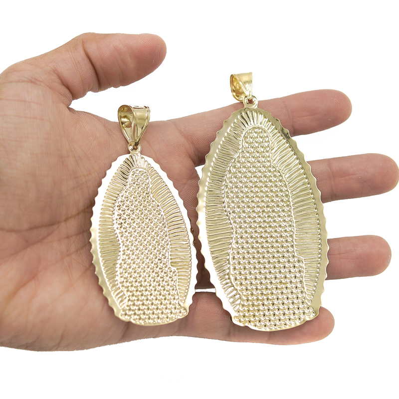 10K Gold Virgin Mary Pendant | Customizable Size