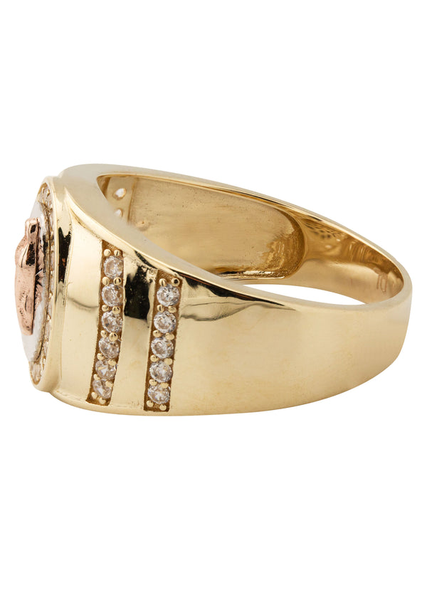 10K Gold Cz Virgin Mary Ring For Men | 6 Grams