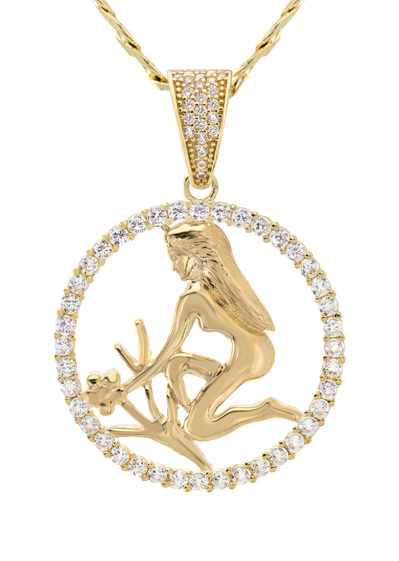 10K Yellow Gold Zodiac Virgo Necklace | Appx. 16.8 Grams