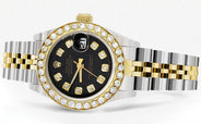 Womens Diamond Gold Rolex Watch | 1 Carat Bezel | 26Mm | Black Dial | Jubilee Band