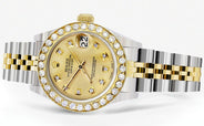 Womens Diamond Gold Rolex Watch | 1 Carat Bezel | 26Mm | Gold Dial | Jubilee Band