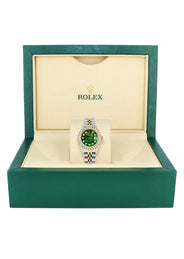 Womens Diamond Gold Rolex Watch | 1 Carat Bezel | 26Mm | Green Pearl Dial | Jubilee Band