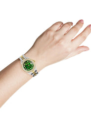 Womens Diamond Gold Rolex Watch | 1 Carat Bezel | 26Mm | Green Pearl Dial | Jubilee Band