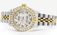 Womens Diamond Gold Rolex Watch | 1 Carat Bezel | 26Mm | Mother of Pearl Dial | Jubilee Band