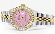 Womens Diamond Gold Rolex Watch | 1 Carat Bezel | 26Mm | Pink Dial | Jubilee Band