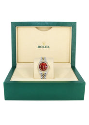 Womens Diamond Gold Rolex Watch | 1 Carat Bezel | 26Mm | Red Pearl Dial | Jubilee Band