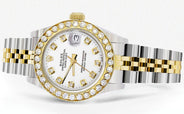 Womens Diamond Gold Rolex Watch | 1 Carat Bezel | 26Mm | White Dial | Jubilee Band