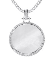 Diamond 10K/14K White Gold Large Round Picture Pendant Necklace | Appx. 0.65 Carat
