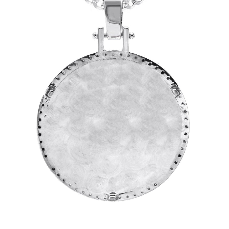 Diamond 10K/14K White Gold Large Round Picture Pendant Necklace | Appx. 0.65 Carat