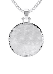 Diamond 10K/14K White Gold Large Round Picture Pendant Necklace | Appx. 0.65 Carat