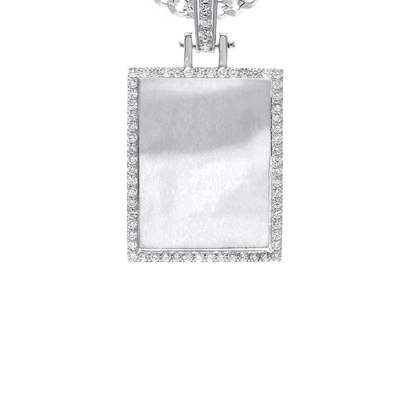 Diamond 10K/14K White Gold Rectangle Picture Pendant Necklace | Appx. 0.60 Carat