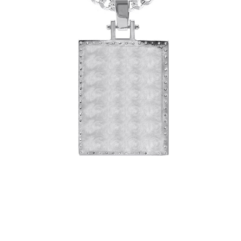 Diamond 10K/14K White Gold Rectangle Picture Pendant Necklace | Appx. 0.60 Carat