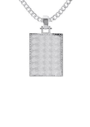Diamond 10K/14K White Gold Rectangle Picture Pendant Necklace | Appx. 0.60 Carat