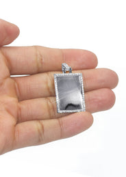 Diamond 10K/14K White Gold Rectangle Picture Pendant Necklace | Appx. 0.60 Carat