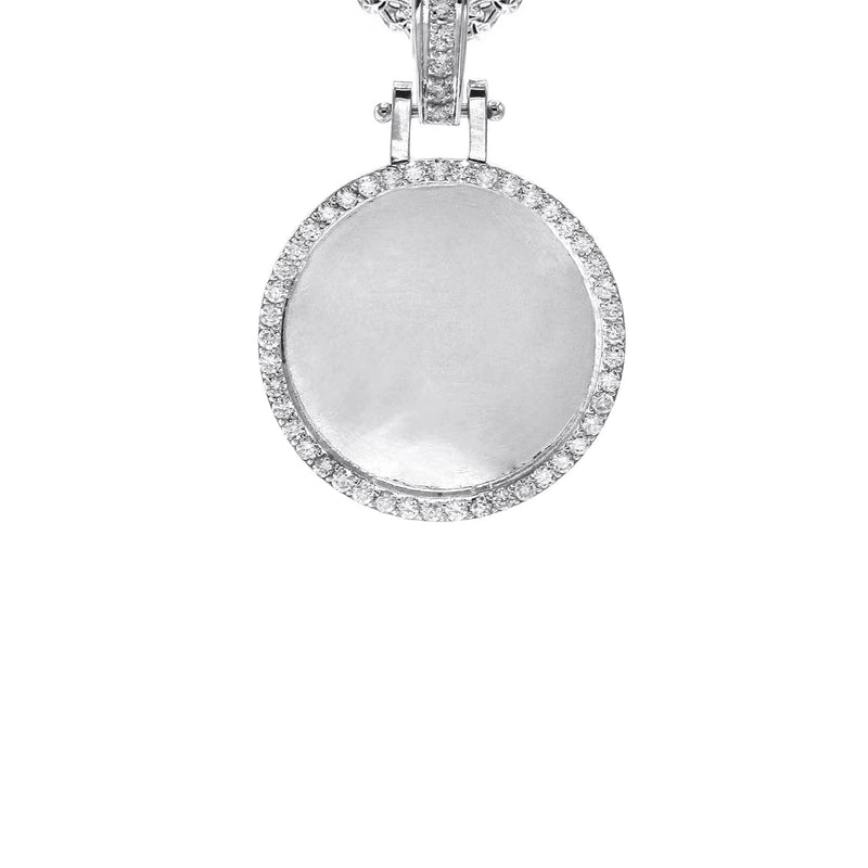 Diamond 10K/14K White Gold Small Round Picture Pendant Necklace | Appx. 0.50 Carat