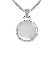 Diamond 10K/14K White Gold Small Round Picture Pendant Necklace | Appx. 0.50 Carat
