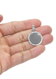 Diamond 10K/14K White Gold Small Round Picture Pendant Necklace | Appx. 0.50 Carat