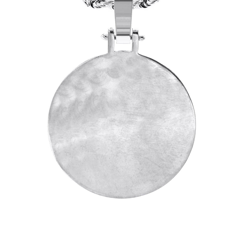 10K/14K White Gold Large Round Picture Pendant Necklace