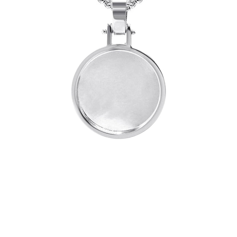 10K/14K White Gold Small Round Picture Pendant Necklace