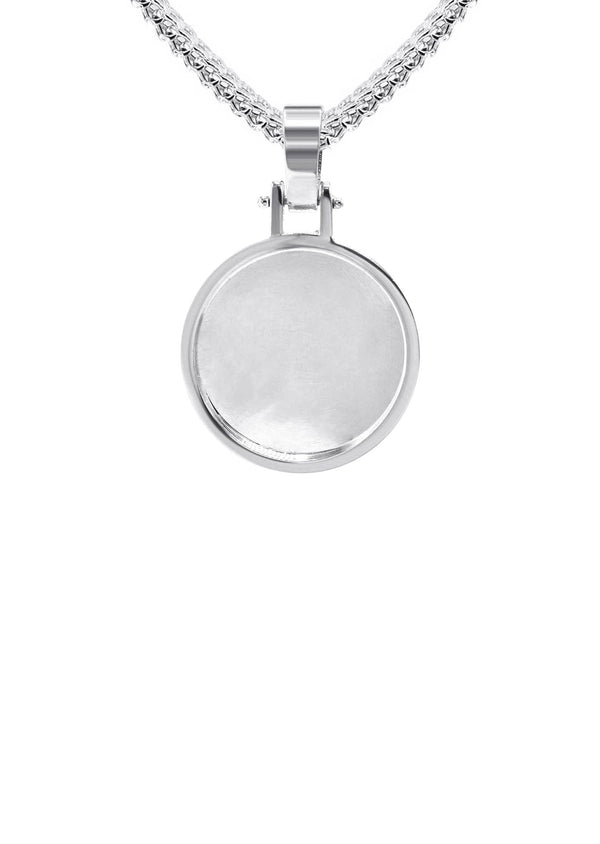 10K/14K White Gold Small Round Picture Pendant Necklace