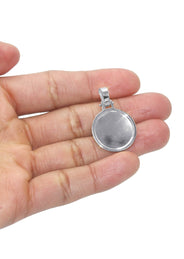 10K/14K White Gold Small Round Picture Pendant Necklace