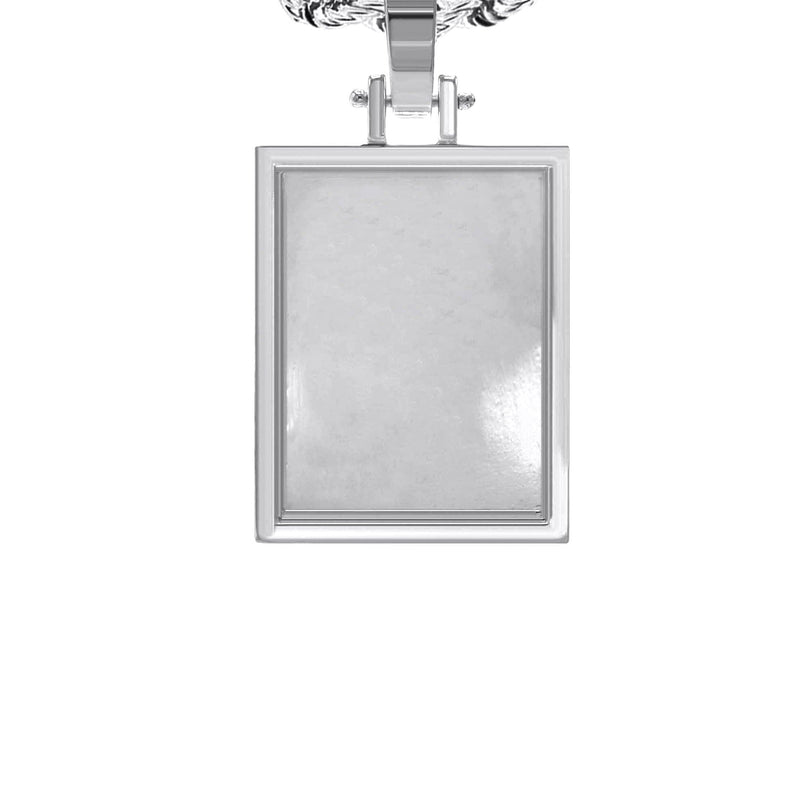 10K/14K White Gold Small Rectangle Picture Pendant Necklace