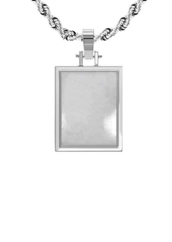 10K/14K White Gold Small Rectangle Picture Pendant Necklace
