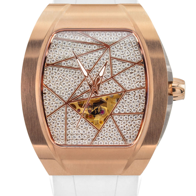 Frost NYC Diamond Evolution Women's Watch - Automatic Skeleton Rose Triangle | WFRST-01-TD-R White Band | Pre - Sale
