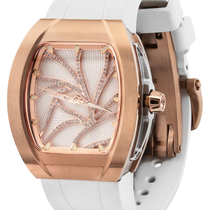 Frost NYC Evolution Women's Watch - Automatic Skeleton Leaves Steel | WFRST-01-LD-R WHITE BAND | Pre - Sale