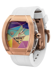 Frost NYC Evolution Women's Watch - Automatic Skeleton Rainbow Rose Triangle | WFRST-01-TD-R White Band | Pre - Sale