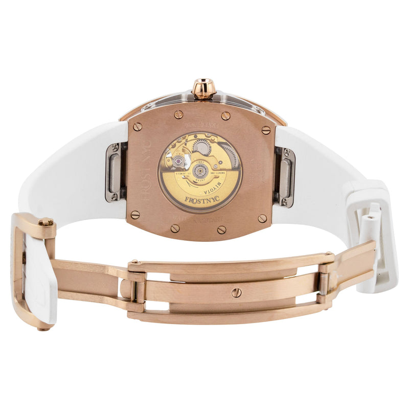 Frost NYC Evolution Women's Watch - Automatic Skeleton Rainbow Rose Triangle | WFRST-01-TD-R White Band | Pre - Sale