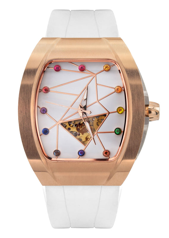 Frost NYC Womens Watch - Automatic White Dial Sapphire Skeleton Rose Gold | WFRST-01-TS-R White Band | Pre - Sale
