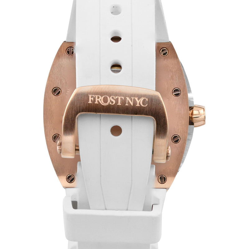 Frost NYC Womens Watch - Automatic White Dial Sapphire Skeleton Rose Gold | WFRST-01-TS-R White Band | Pre - Sale