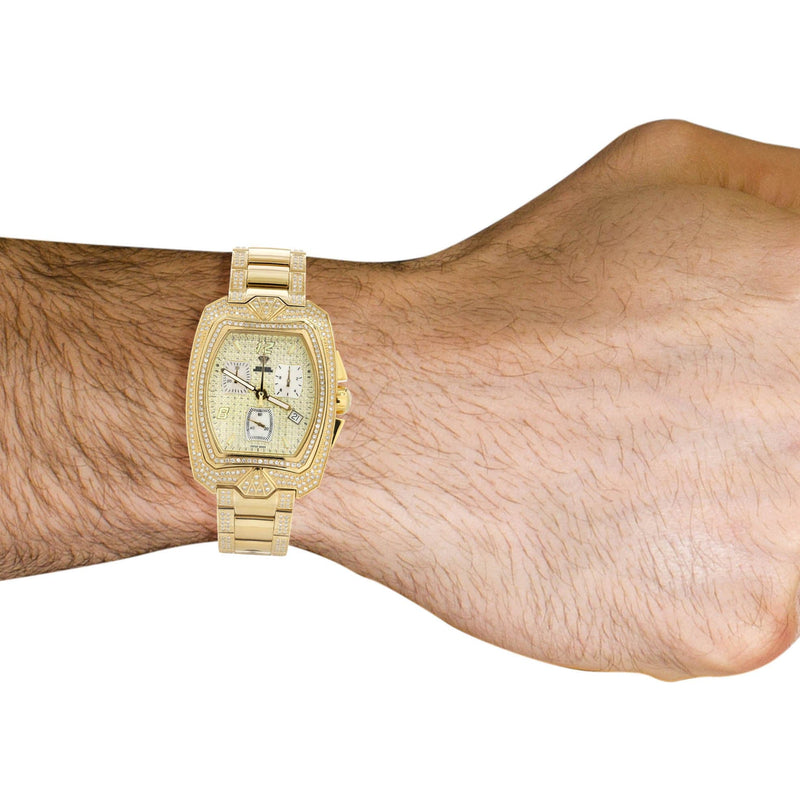 Mens Yellow Gold Tone Diamond Watch | Appx. 3.8 Carats