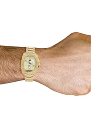Mens Yellow Gold Tone Diamond Watch | Appx. 3.8 Carats
