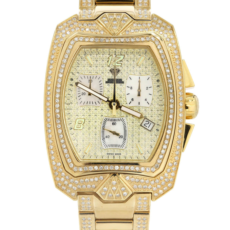 Mens Yellow Gold Tone Diamond Watch | Appx. 3.8 Carats