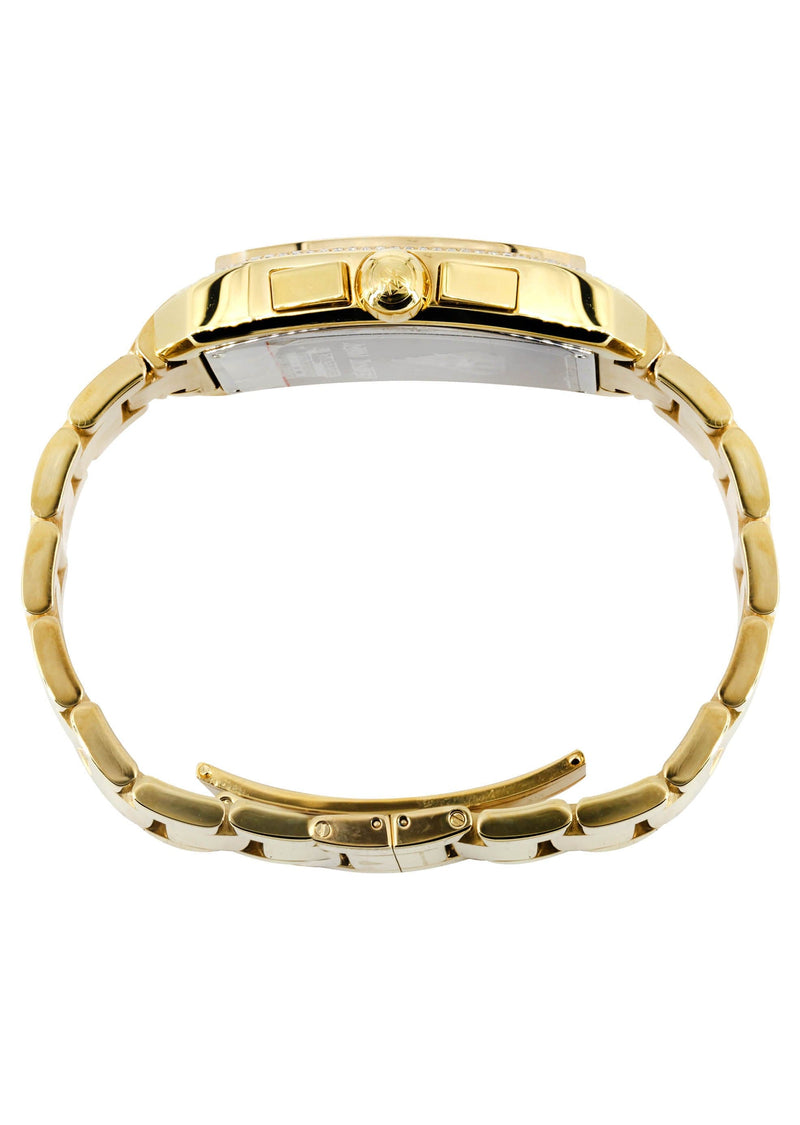 Mens Yellow Gold Tone Diamond Watch | Appx. 3.8 Carats