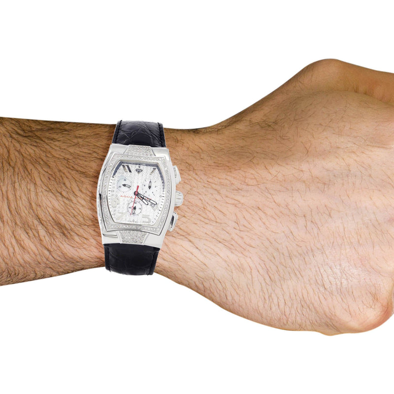 Mens White Gold Tone Diamond Watch | Appx. 1.5 Carats