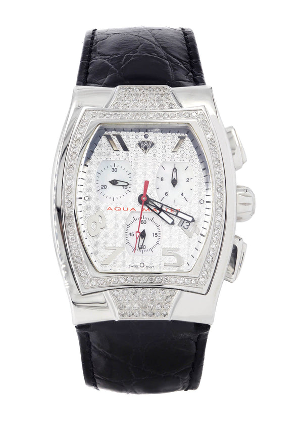 Mens White Gold Tone Diamond Watch | Appx. 1.5 Carats