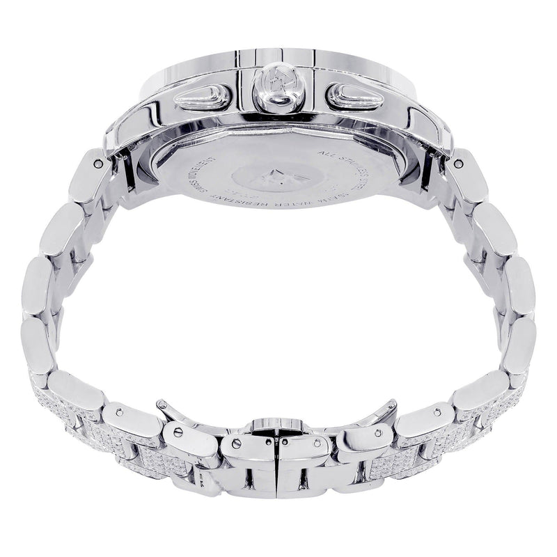 Mens White Gold Tone Diamond Watch | Appx. 32 Carats