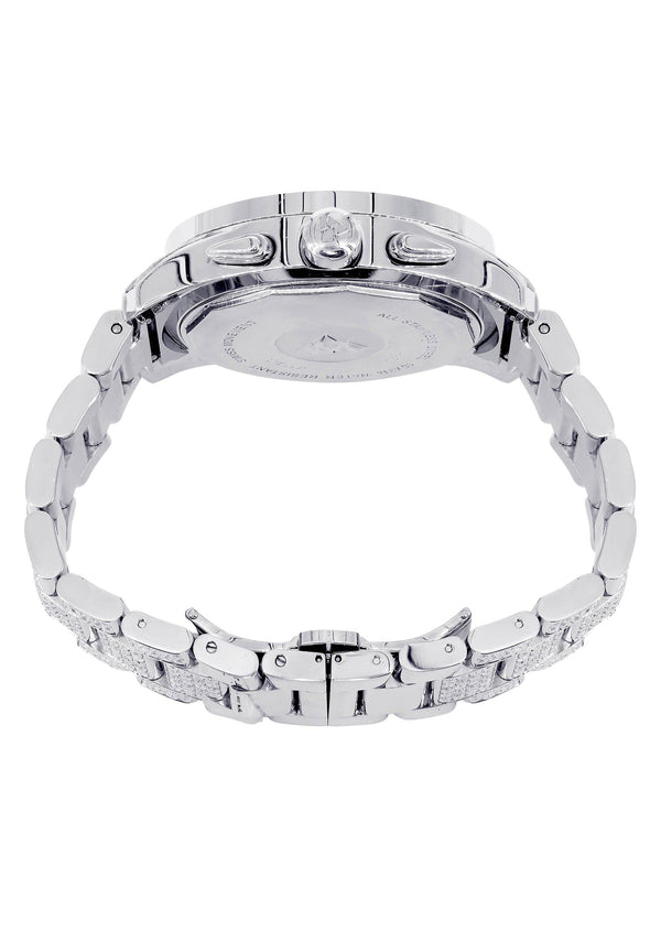 Mens White Gold Tone Diamond Watch | Appx. 32 Carats