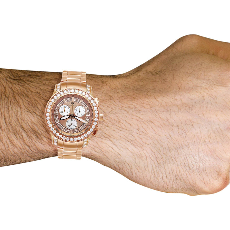 Mens Rose Gold Tone Diamond Watch | Appx. 8 Carats
