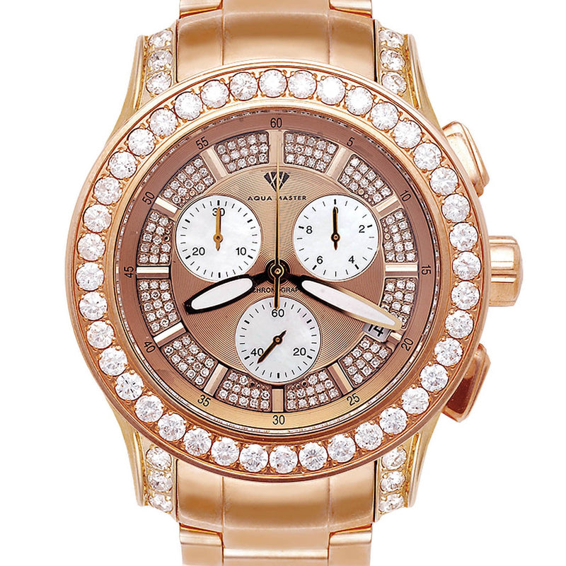 Mens Rose Gold Tone Diamond Watch | Appx. 8 Carats