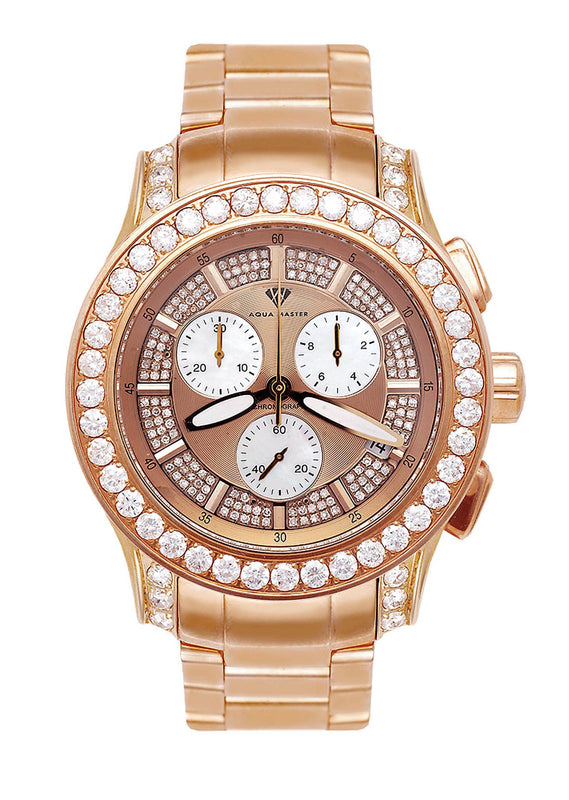 Mens Rose Gold Tone Diamond Watch | Appx. 8 Carats