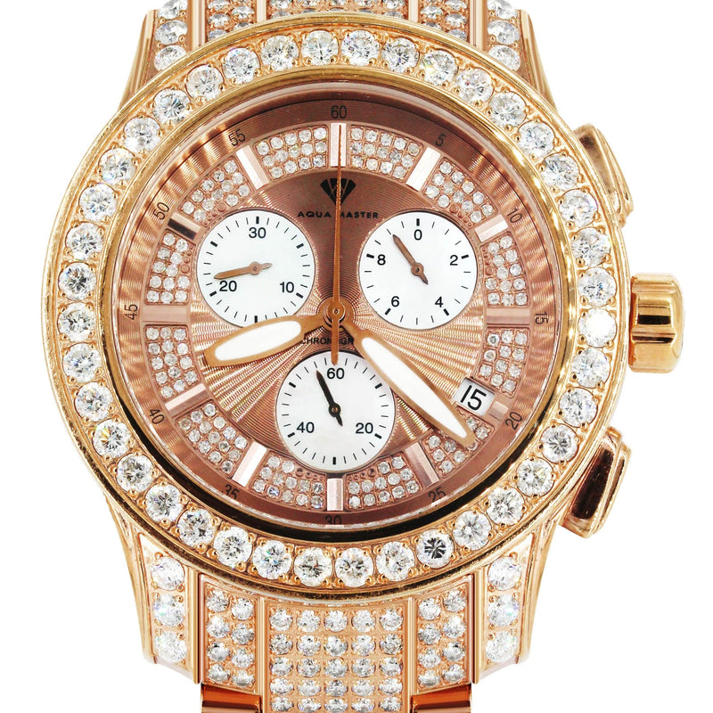 Mens Rose Gold Tone Diamond Watch | Appx. 16 Carats