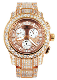 Mens Rose Gold Tone Diamond Watch | Appx. 16 Carats